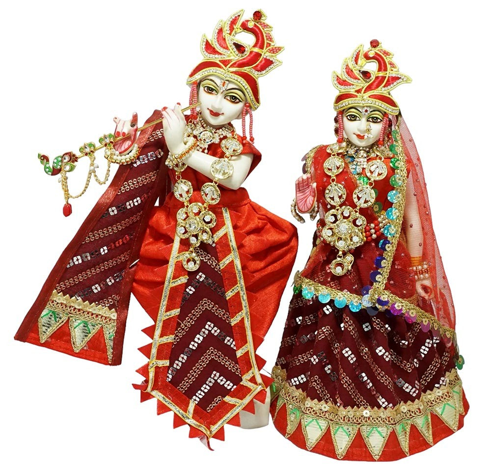 Beautiful Radha Krishna Maroon Washable Dress
