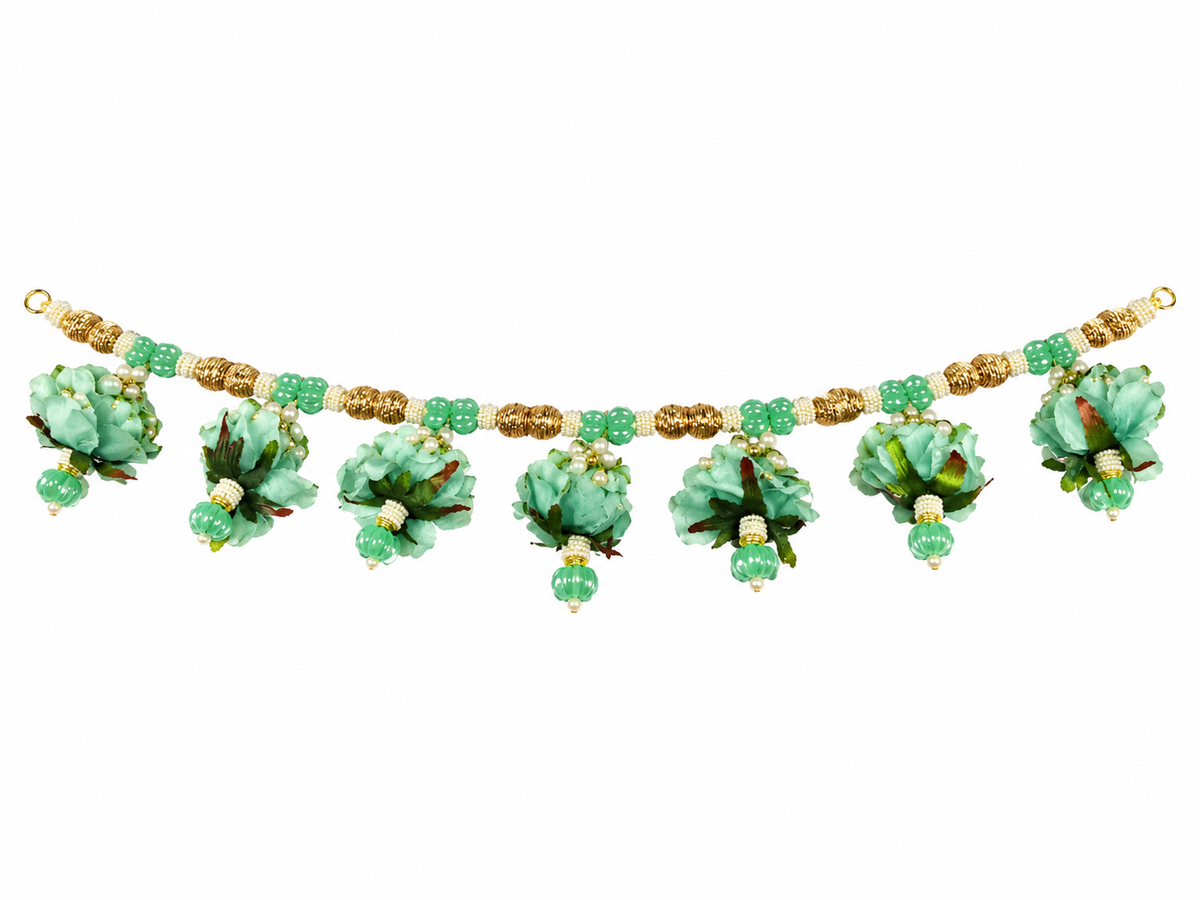 Mint Green Floral Door Bandhanwar / Toran Festive Home & Pooja Decor