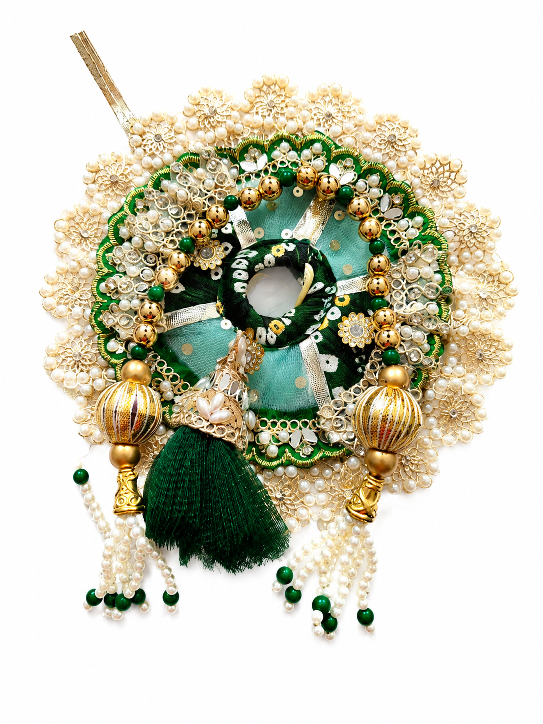 Premium Green & Pearl Ladoo Gopal Shringar Set