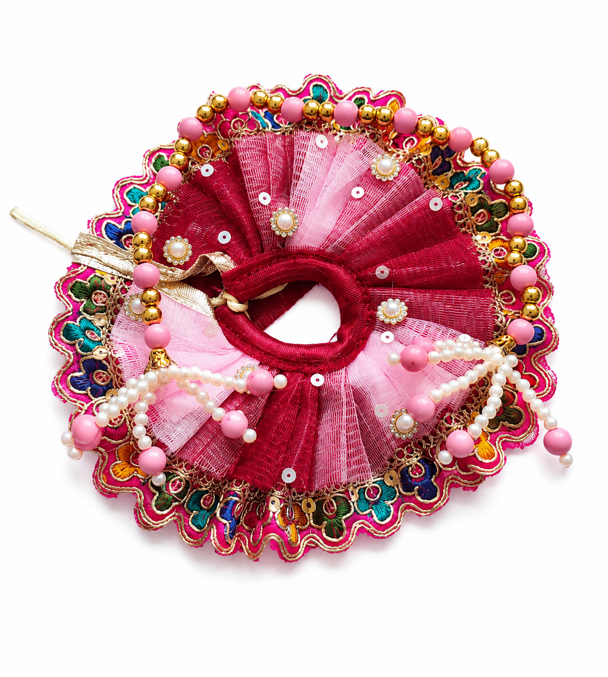 Pink Magenta Designer Ladoo Gopal Poshak with Pearl & Bead Work