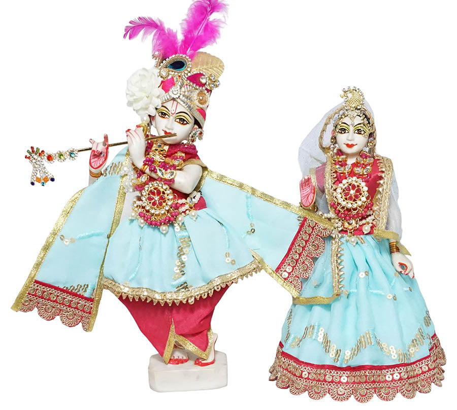 Beautiful Radha Krishna Sky Blue Washable Dress