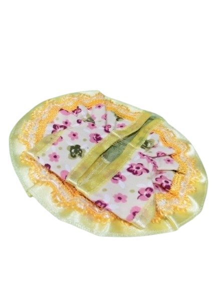 Handmade Yellow Lace Border Floral Poshak for Kanha Ji