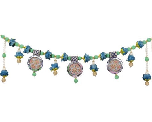 Peacock Blue Lotus Floral Toran (Door Hanging) Festive Door for Diwali