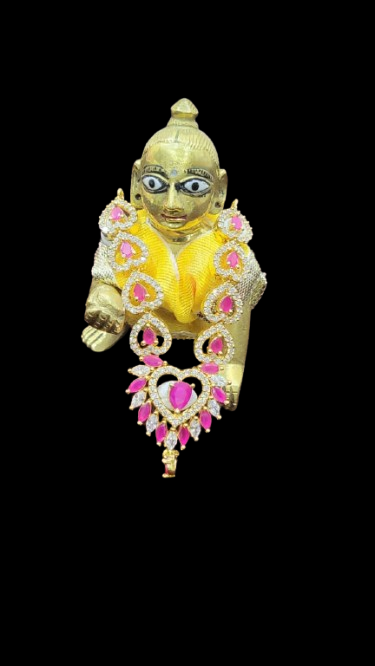 Laddu Gopal Necklace, Gold-Plated with Ruby Stones,Festive Collection