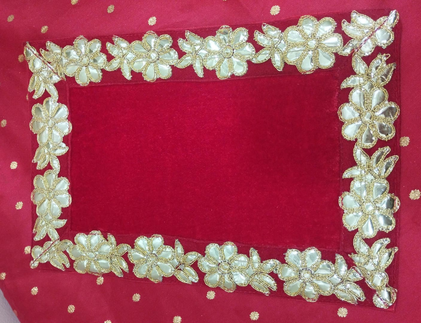 Red Velvet Pooja Aasan/Asan for Puja and Mandir Puja Alter cloth(12X8)