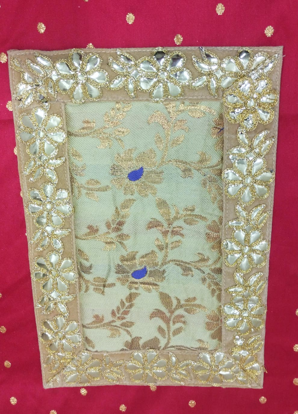 Golden Banarasi Pooja Aasan/Asan for Puja and Mandir Puja Alter cloth(12X8)