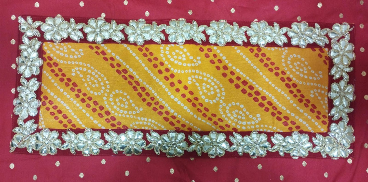 Yellow Pooja Aasan/Asan for Puja and Mandir Puja Alter cloth(12X8)