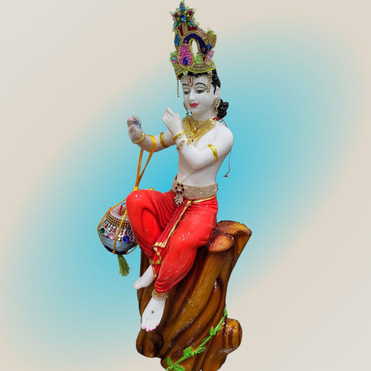 Décor Polyresin Standing Krishna Idol for Pooja & Decorative Statue Figurine | Krishna Murti for for Gifting,House Warming | Size - 1.5 Feet (45m)