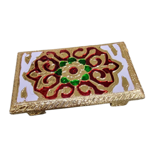 Handcrafted Multicolor Wooden Pooja Chowki – Traditional Decor for Home Temple & Puja Rituals (Multicolor, Pooja.chowki