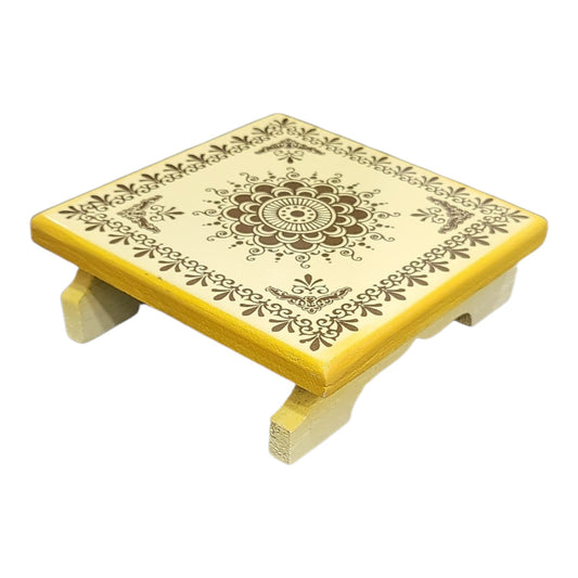 Handcrafted Multicolor Wooden Pooja Chowki – Traditional Decor for Home Temple & Puja Rituals (Multicolor, Pooja.chowki