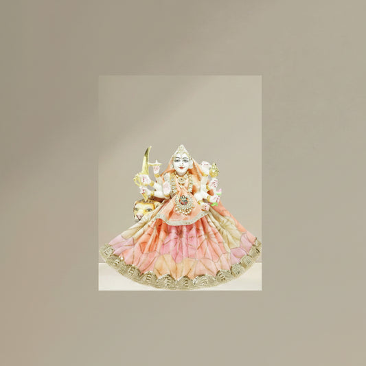 Durga Ji Peach Multi Siatara Embroidery Lace Dress