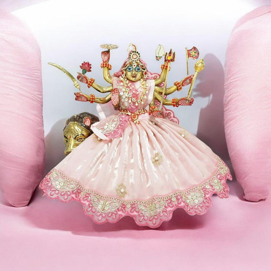 Durga ji Pink Embroidery Lace Work Dress