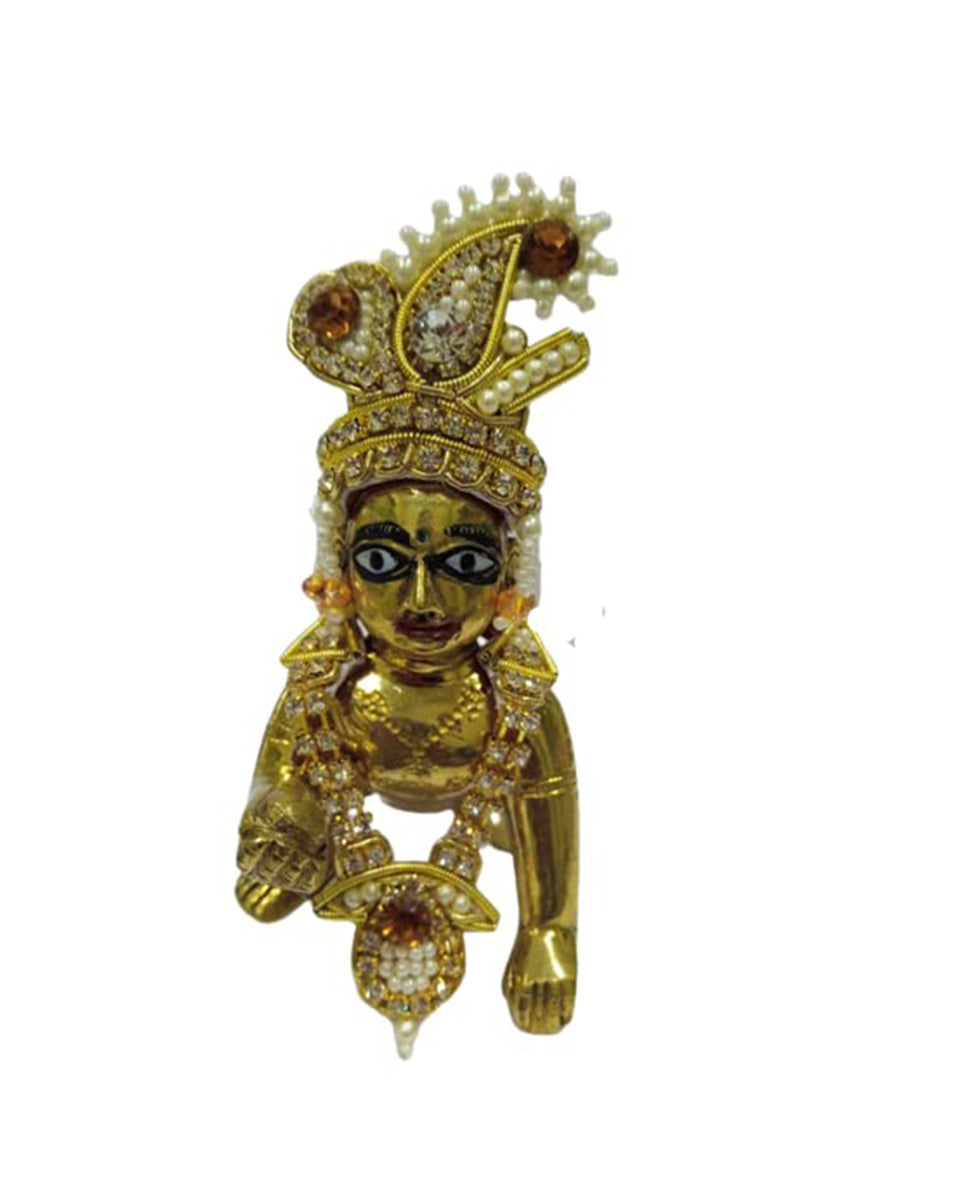 Golden and White stone mukut mala set.