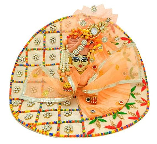 Peach Colour (5 no) Ladoo Gopal Peacock Feather Dress