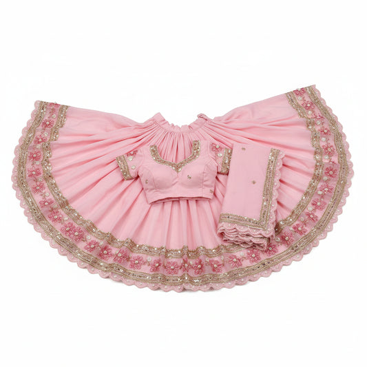 Durga ji Pink Embroidery Lace Work Dress