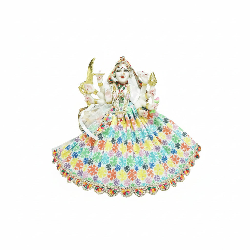 Durga Ji Multi Printed Embroidery Lace Work Dress