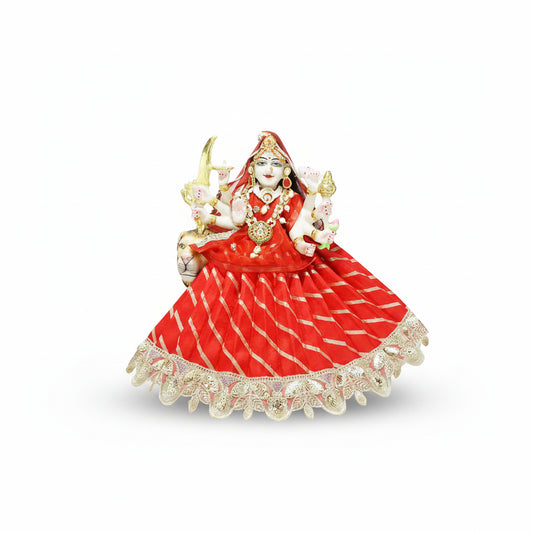 Durga Ji Red Embroidery Lace Work Dress