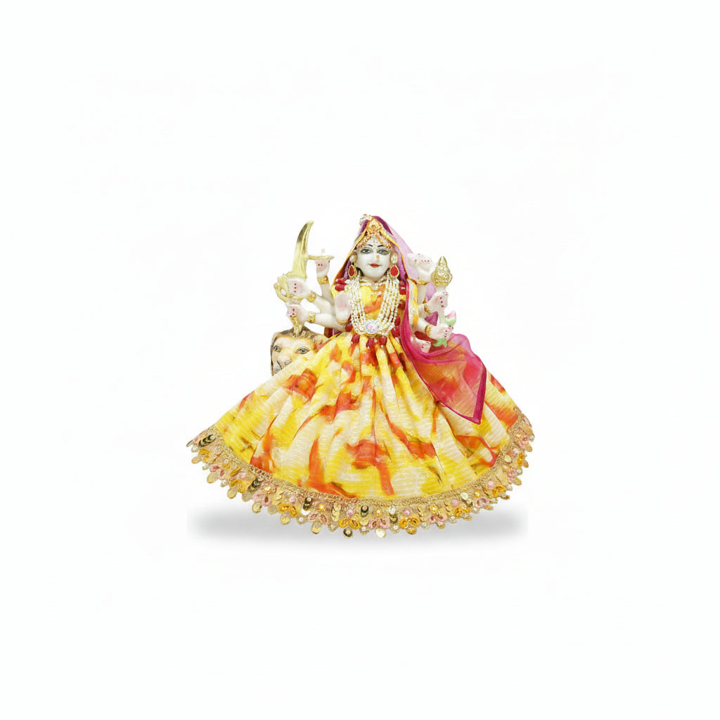Durga Ji Yellow Multi Embroidery Lace Work Dress