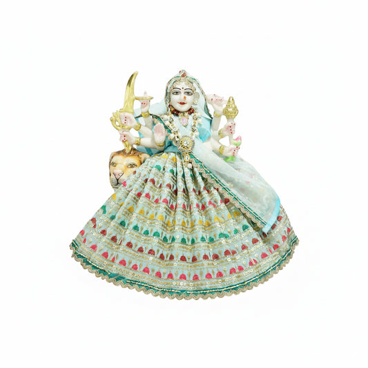Durga Ji SkyBlue Embroidery Lace Work Dress