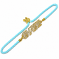 CZ Stones Bhabhi Rakhi with Blue Thread Gold Plated