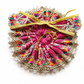 Pink Multicolor Designer Ladoo Gopal Poshak | Embroidered Flared Dress with Golden Lace
