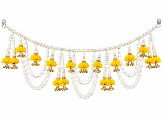 Pearl Bead & Marigold Jhumar Toran / Bandarwal for Diwali & Festive Decor
