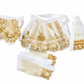Pearl & Golden Embellished Designer Fabric Trim Set.God dresses, clothing, bridal wear, ethnic garments, lehenga decoration,