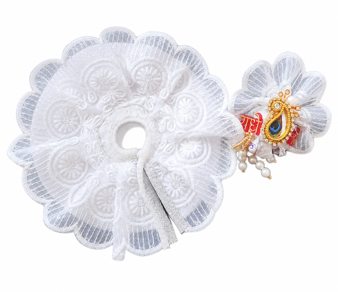 White Embroidered Ladoo Gopal Shringar Dress / Vastra Set