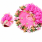 Pink Floral Ladoo Gopal Designer Dress & Matching Mukut Set