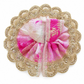 Pink & Gold Designer Ladoo Gopal Poshak with Zari & Stone Work