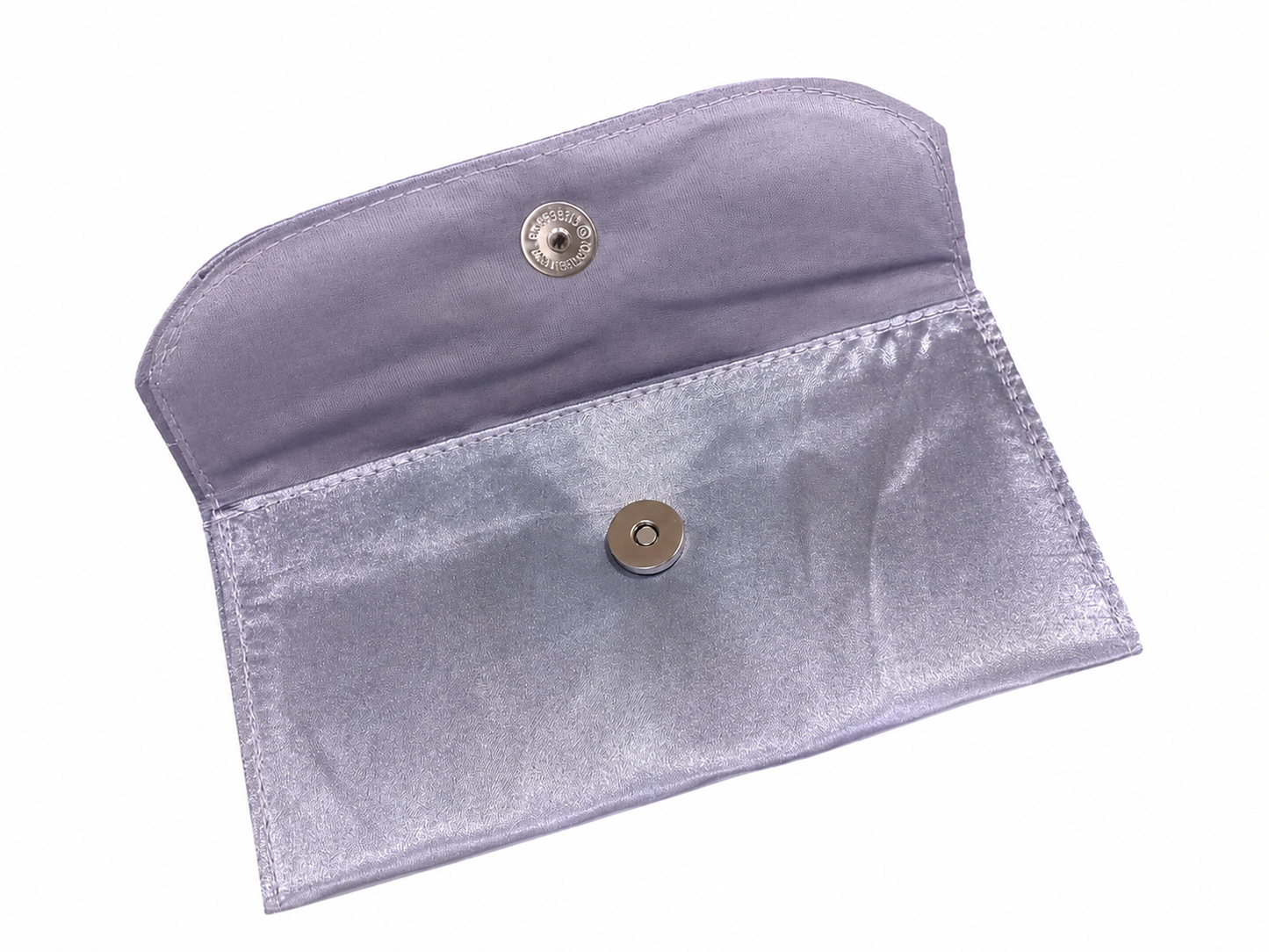 Sleek Grey Satin Festive Clutch with Gold Peacock & Pearl Accents