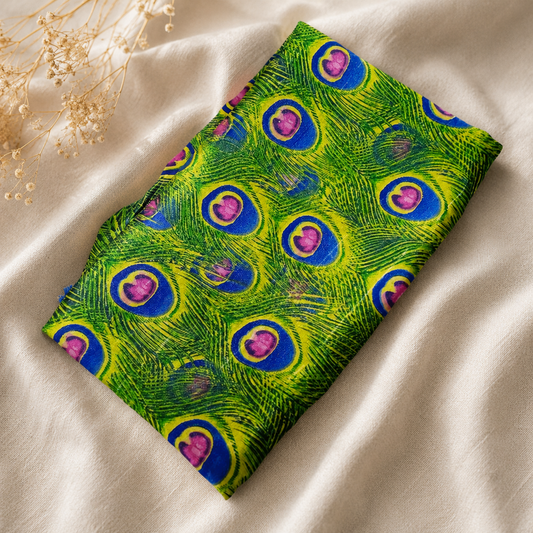 Peacock Feather Print Fabric Clutch Travel Pouch