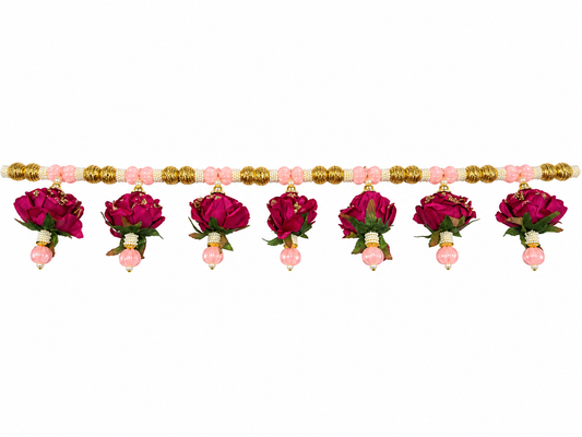 Floral Rose Toran with Beads Artificial Flowers, Decorative Diwali, Navratri, Weddings, Housewarming, Pooja & Festive Celebrations