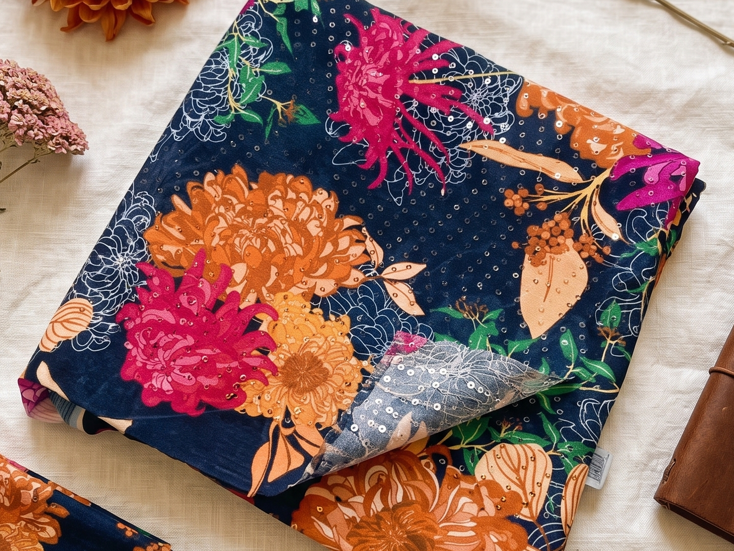 Elegant Floral Print Material
