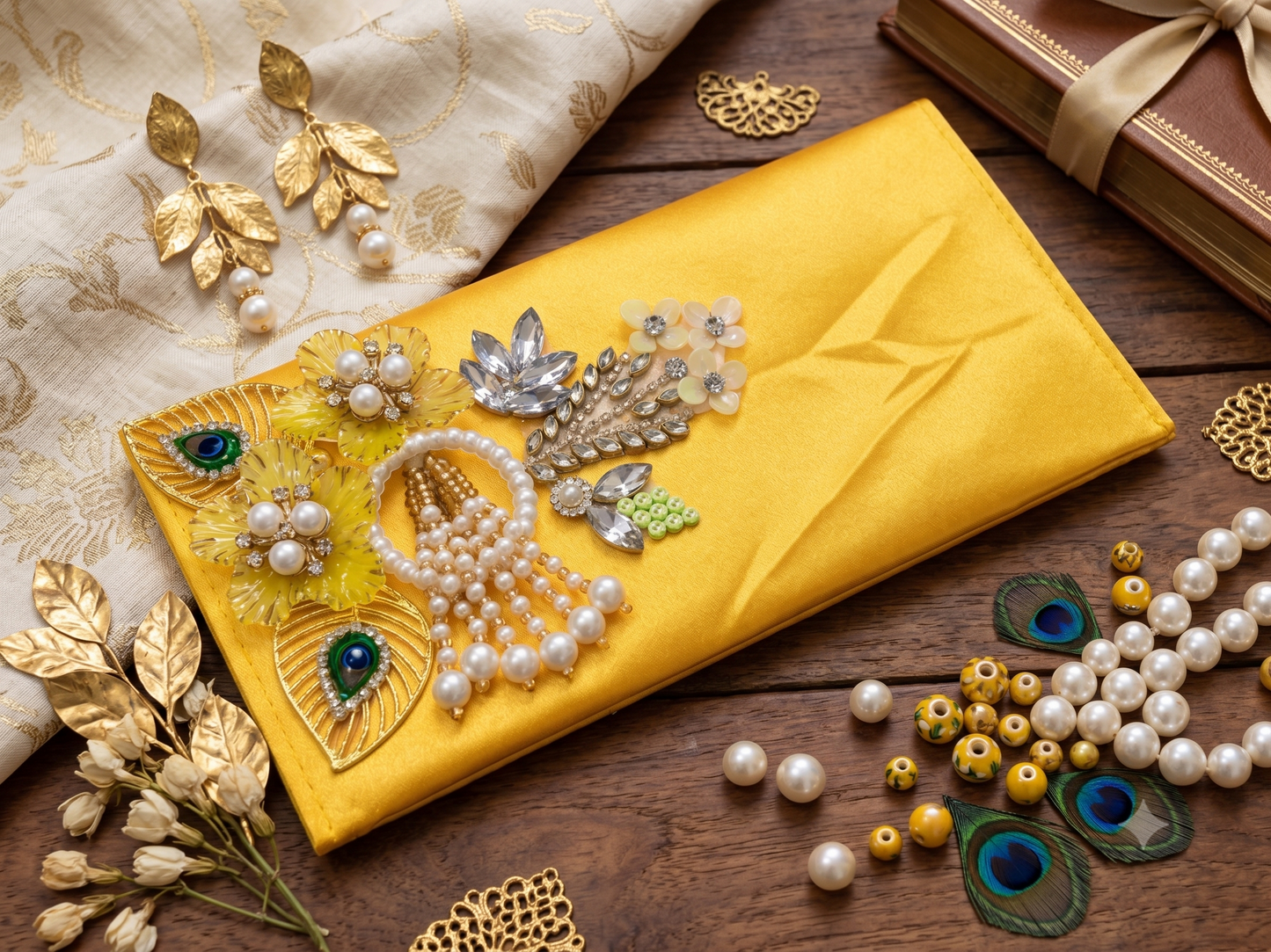 Marigold Sunshine Floral Clutch