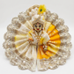 Designer Golden Yellow & Cream Ladoo Gopal Poshak with Lace | Embroidered Lace Work