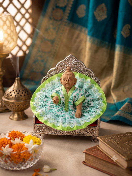 Mint Green & White Paisley Print Kanha Ji Dress
