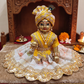 Yellow & White Designer Ladoo Gopal Dress Set,Ladoo Gopal Designer Dress with Matching Accessories