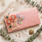 Pastel Peach Satin Festive Clutch with Peacock & Pearl Motifs