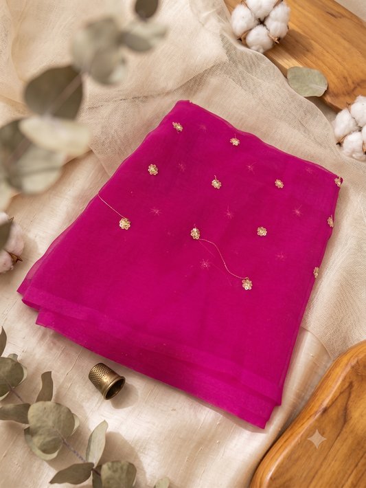 Royal Pink Festive Gold Fabric