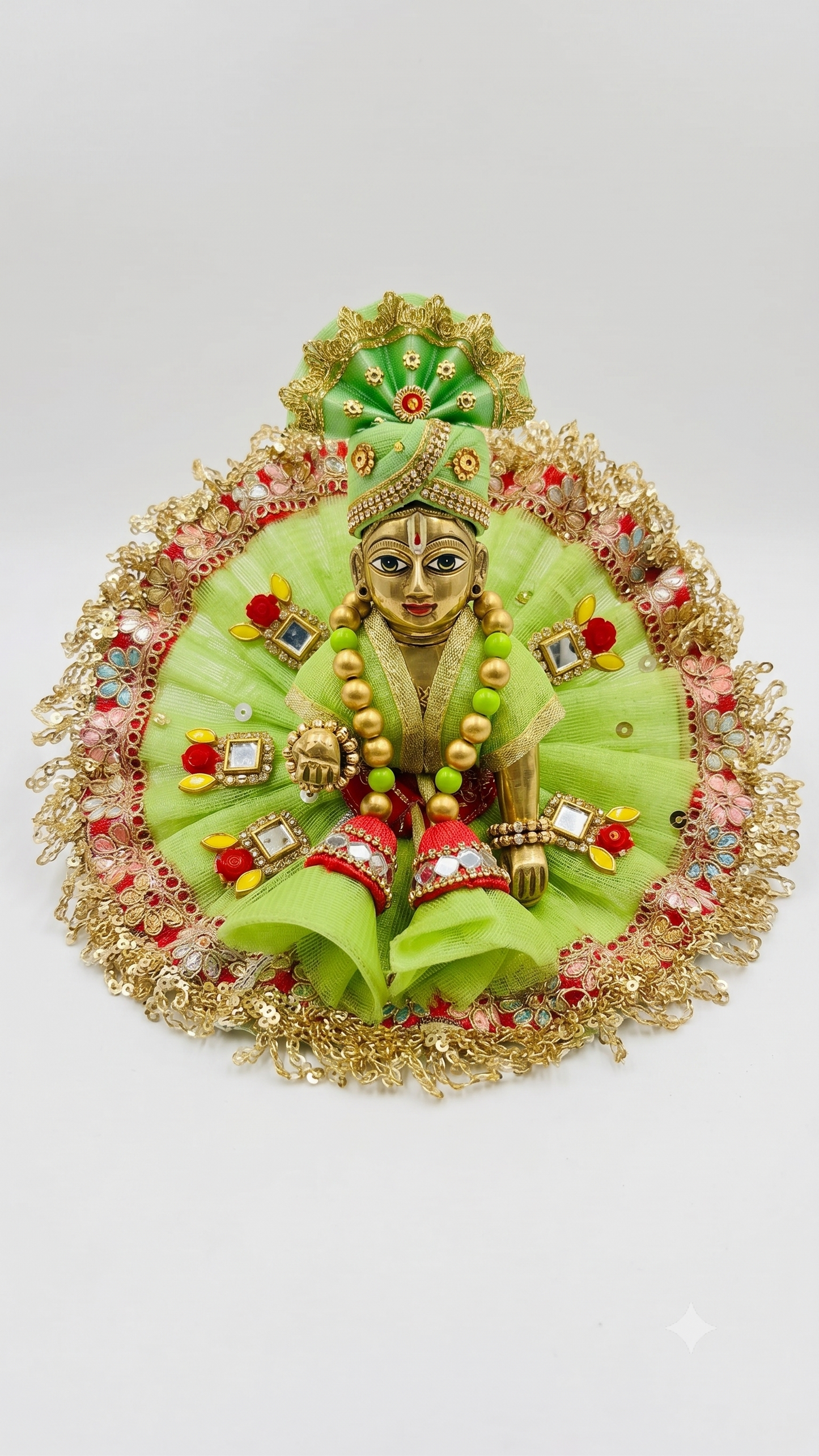 Green Ladoo Gopal Designer Poshak Set – Festive Shringar Collection