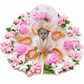 Ladoo Gopal Designer Floral Shringar Dress & Mukut Set – Pink & White