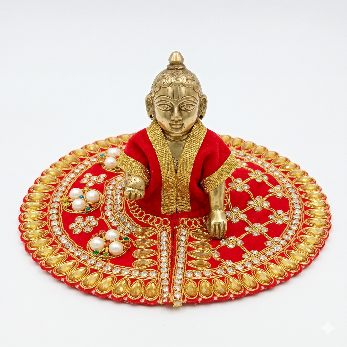 Red and Gold Designer 2 No Ladoo Gopal Poshak Kanha Ji Dress, Thakur Ji Poshak,