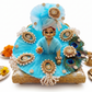 Turquoise Peacock Feather Ladoo Gopal,Janmashtami, Festivals, Pooja, Temple Decoration and Special Occasions