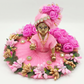 Pink Floral Ladoo Gopal Designer Dress & Matching Mukut Set