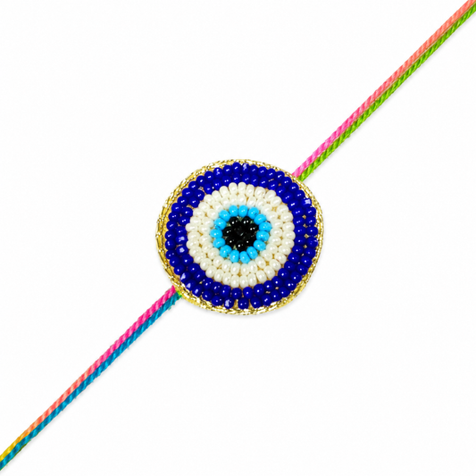 Evil Eye Beaded Rakhi, Handmade Nazar Protection, Festival Gift,