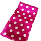 Pink Satin Fabric with Large White Polka Dots