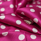 Pink Satin Fabric with Large White Polka Dots