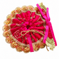 Rani Pink & Golden Embroidered Ladoo Gopal Poshak | Designer Bal Gopal Dress with Lace & Ribbon  Janmashtami, Festivals, Puja, Temple Decoration & Daily Shringar                                        Ribbon