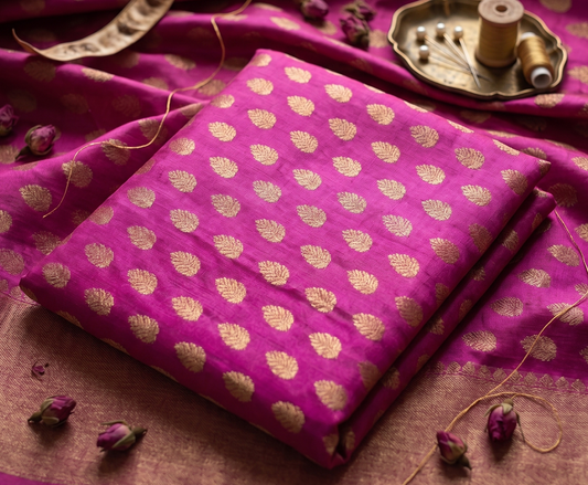Magenta Pink Katan Silk Banarasi Brocade Fabric